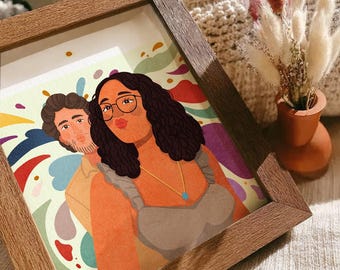Couple Portrait, Couple illustration, Wedding gift, Custom couple portrait, Family portrait, Personalized portrait, Illustration hand Gift