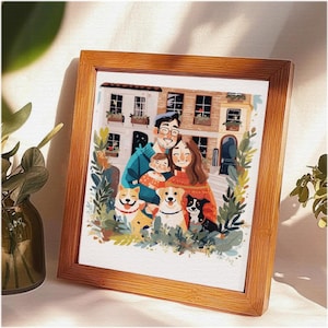 Portret paar, illustratie paar, huwelijkscadeau, aangepast paarportret, familieportret, gepersonaliseerd portret, illustratie handcadeau