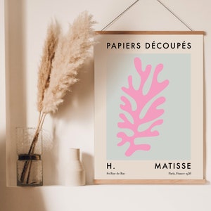 Matisse Poster Pink |  Boho Minimalist Modern  |  Printable Art | Exhibition Poster | Papier Decoupes
