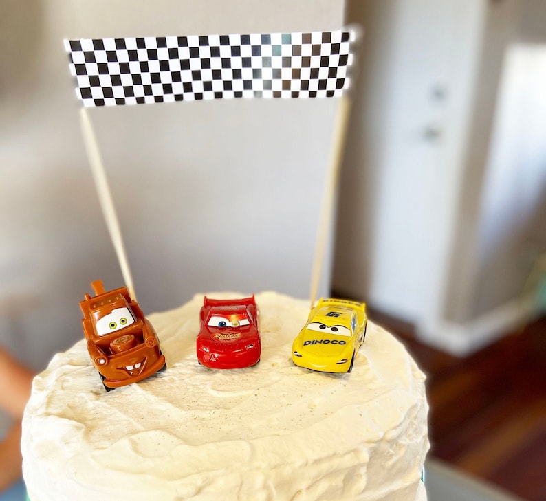 Cars Lightning McQueen Printable Set for Birthday Party Rusteze Logo Cans Checkered Banner Car Eyes Route 66 Sign image 2