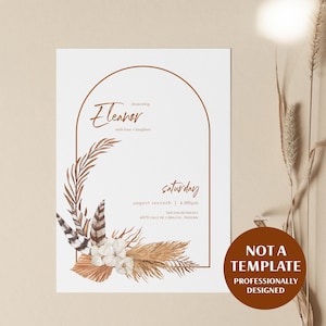 Pampas Arch Invitation 5x7 | Boho Minimalist | Neutral Baby Shower | Wedding | Bachelorette Party