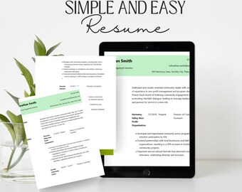 Editable Resume Template | Clean CV Format | Job Application | Instant Download