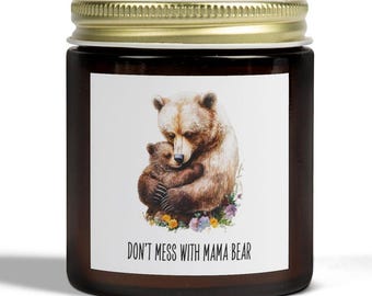 Mama Bear Scented Candle, Coconut Apricot Wax, Mother's Day Gift
