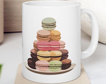 Macaron Mug, Ceramic Coffee Cup, Colorful Kitchen Decor