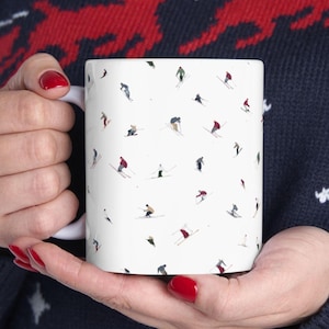 Ski Lover Ceramic Mug, Winter Skiing Coffee Cup, Mountain Ski Resort Tea Mug, Snow Sports Hot Chocolate Mug, Gift for Ski Enthusiast