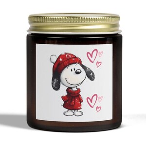 Scented Candles, Snoopy Love Candle - Coconut Apricot Wax (4oz, 9oz), Peanuts Fan Gift, Hand-poured Candle, Home Fragrance, Cartoon