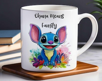 Lilo & Stitch 'Ohana' Ceramic Mug, Disney Coffee Cup (11oz 15oz)