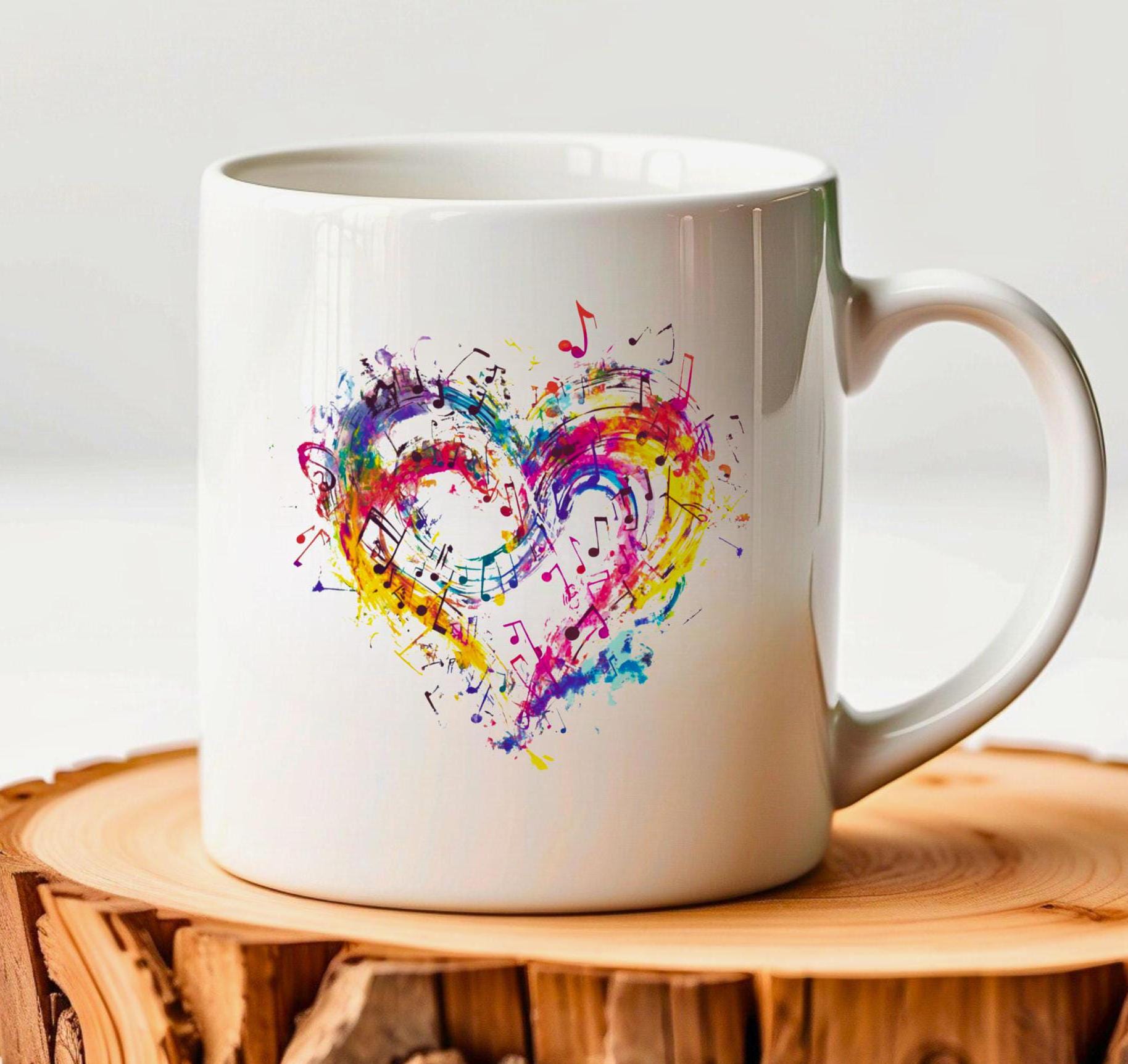 Music Heart Ceramic Mug: Gift for Music Lovers - Etsy