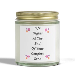 Scented Candles, Candle for  Comfort Zone, Coconut Apricot Wax, Inspirational Quote Home Decor, Self Care Gift, Aromatherapy Candle,