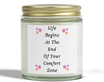 Scented Candle: Coconut Apricot Wax, Inspirational Quote Home Decor