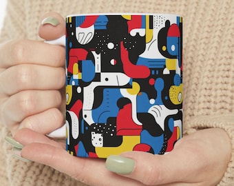 Abstract Art Ceramic Coffee Mug: Colorful Artistic Drinkware