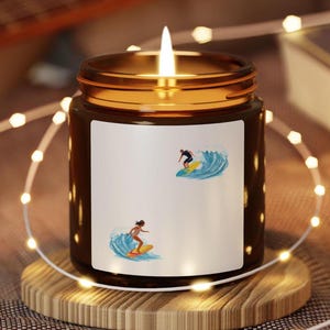 Surf Beach Soy Candle: Atlantis Whisper Scent, Reusable Glass
