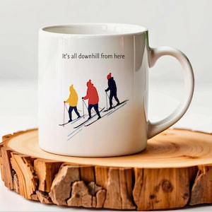 Skiing Ceramic Mug - Mountain Lover Coffee Cup, Winter Sports Tea Mug, Gift for Skier, Snowboarding Hot Cocoa Mug, Ski Resort Souvenir