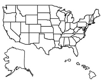 Archivos SVG + .jpg detallados de los 50 estados + 2 contornos adicionales de EE. UU. / Formas / contornos de Estados Unidos