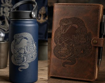 USN Chief Skull & Snake Laser Engraving File | Navy Anchor Design (SVG, PNG)