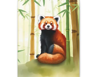 Sunny Bamboo Buddy Red Panda Canvas Print