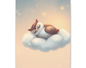 Starry Sky Nap Owl Sleepy Canvas Print