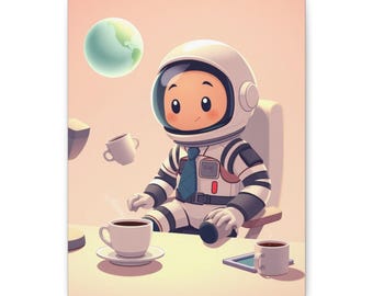 Stargazer's Daily Grind Canvas Print - Space Humor for Astronauts and Coffee Lovers