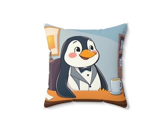 Sunny Penguin in a Suit Throw Pillow