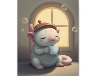 Gl Zenotter's Midnight Brew Axolotl Tea Canvas Print