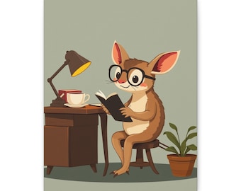 Retro Study Buddy Canvas Print with Tea and Notebook Design