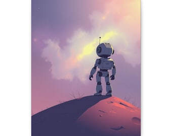 Stargazer's Quiet Triumph Robot Nebula Canvas Print