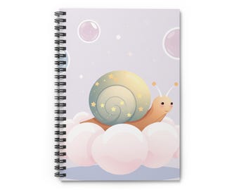 Starry Snail's Nap Notebook - Whimsical Space Animal Design
