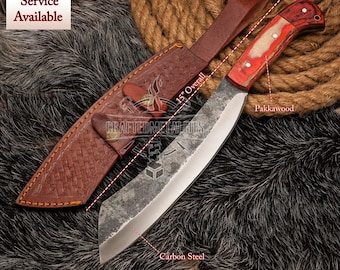 BIG BUSHCRAFT HATCHET Machete, bijlmes groot mes slagersmes koolstofstalen mes cadeau voor echtgenoot gepersonaliseerd mes verjaardagscadeau