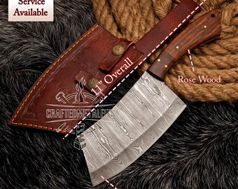 CHEF CHOPPER Mes Damascus Staal Slager Chopper Gegraveerd Mes Cadeau Voor Echtgenoot Verjaardagscadeau Camping Tool Chopper Kerstcadeau