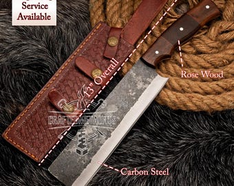 BIG BUSHCRAFT HATCHET Machete, bijlmes groot mes slagersmes koolstofstalen mes cadeau voor papa gepersonaliseerd mes verjaardagscadeau