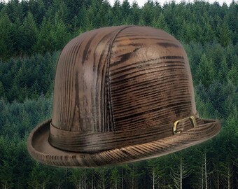 Wood Grain Leather Bowler