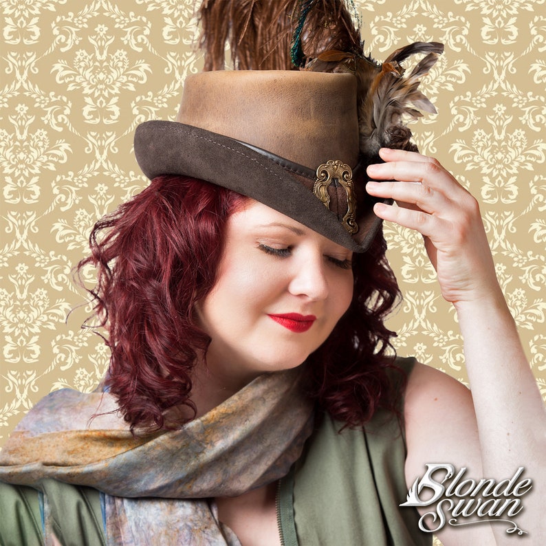Distressed Brown Riding Hat image 1