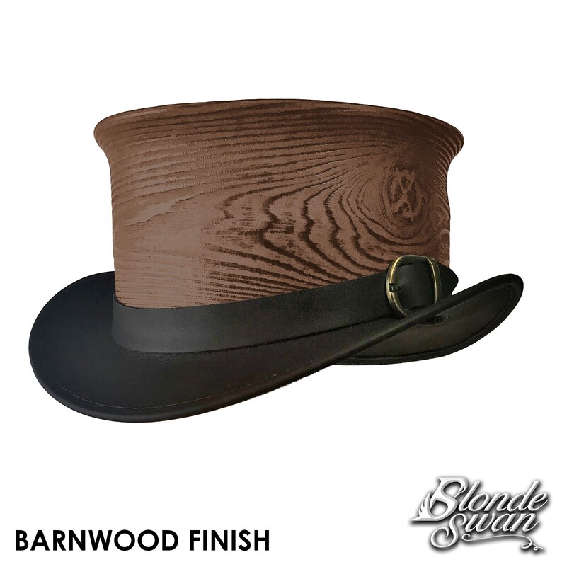 Wood Grain Leather Top Hat Etsy