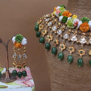 Flower Jewelry, Haldi/Mehedi Jewelry, Mameru/Garba, Pakistani Bride, Asian Traditional Wedding, Wedding Jewelry, Artificial Flower Jewelry