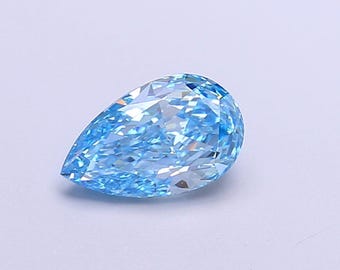 1 CT Pear Cut Fancy Vivid Blue Lab Grown Diamond VS1 | Perfect for Statement Jewelry