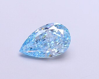 1 CT Fancy Vivid Blue Pear Cut Lab Diamond VS1 | Rare Loose Diamond for Jewelry