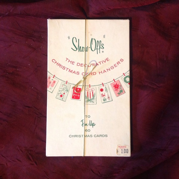 Porta biglietti di auguri di Natale vintage Appendini in mostra Riattacca Mostra i tuoi biglietti d'auguri