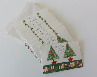 Vintage 1960's Holiday Christmas Party Invitations-Set of 12-Cute Graphics and Verse