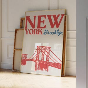 NYC Poster, New York City Travel Wall Art Print, Retro NYC Print for College Apartment Dorm Decor