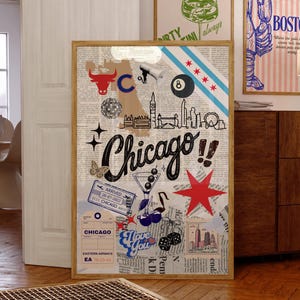 Chicago-affisch, väggkonst med Chicagos skyline, Chicago Illinois studentrumsdekor, cool tjejväggkonst 1040
