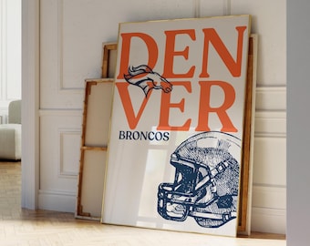 Póster de los Denver Broncos, impresión artística de fútbol americano de la NFL, para aficionados a los deportes, 0116