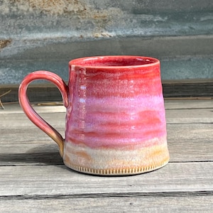 Porcelain Pottery Mug in Pink with Cone Shape, 17-ounce Wheel Thrown