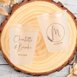 Bicchieri di plastica personalizzati da 12/16 once per matrimonio, bicchieri di plastica personalizzati, bomboniere per matrimonio, bicchieri con monogramma, bicchieri di plastica personalizzati