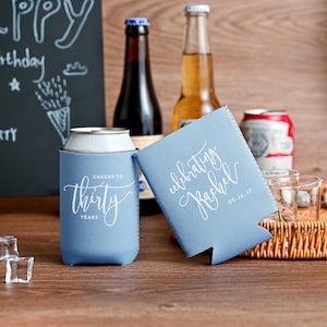 Personalized Birthday Can cooler designs | beer hugger | Stubby Cooler |18th 21st 50th 40th 30th 60th 70th Birthday party favors