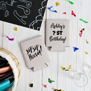 Personalized Birthday Can cooler designs | beer hugger | Stubby Cooler |18th 21st 50th 40th 30th 60th 70th Birthday party favors