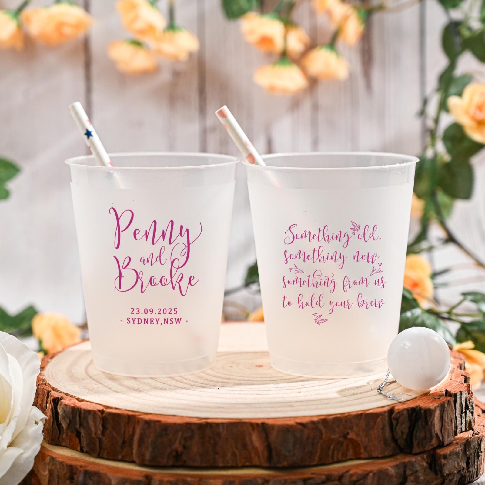 Personalized wedding 12/16oz Plastic Cups, custom personalized plastic cups, wedding favors, something old , Custom Plastic Cups