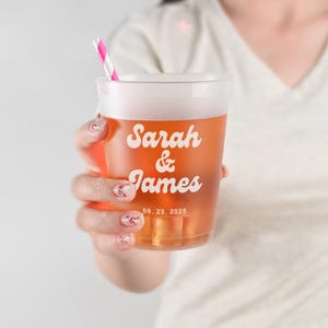 Bicchieri di plastica personalizzati da 12/16 once per matrimonio, bicchieri di plastica personalizzati, bomboniere per matrimonio, che l'avventura abbia inizio, bicchieri di plastica personalizzati