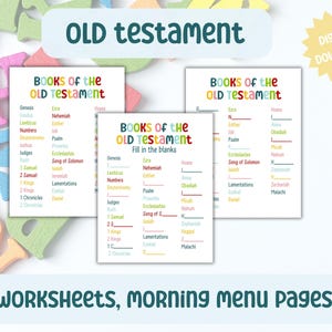 Old Testament Worksheet Kids, Morning Menu for Kids, Morning Menu Christian, Morning Menu Church, Bible Worksheets, Homeschool Activities