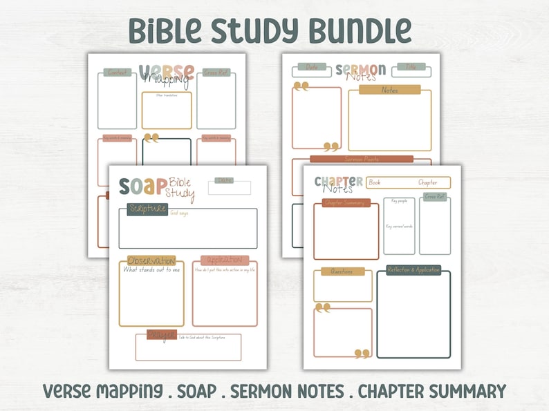Sermon Message Map Bible Study Template Bundle: SOAP, Verse Mapping, Sermon Notes (PDF) - Etsy