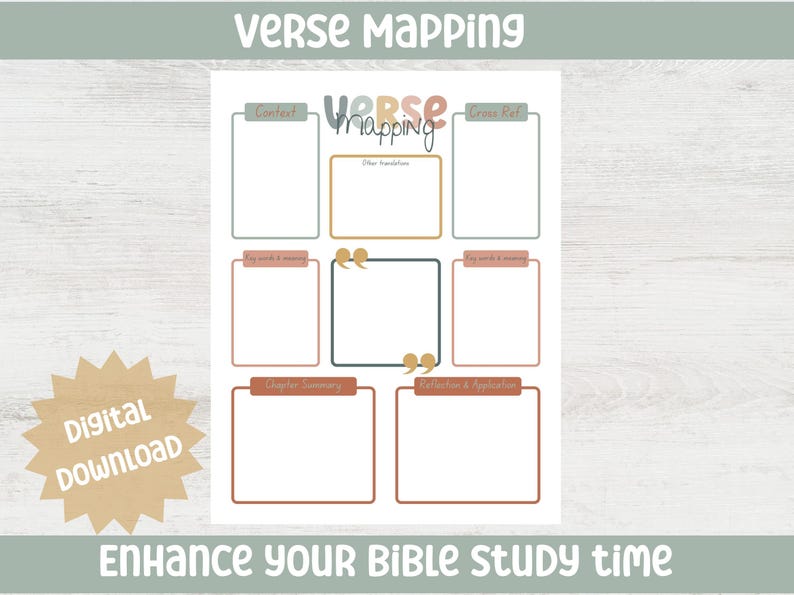 Bible Verse Mapping Printable Template, Verse Mapping Journal, Bible ...